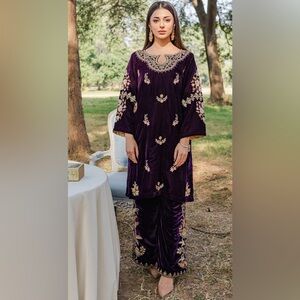 Elegant Purple Embroidered Dress